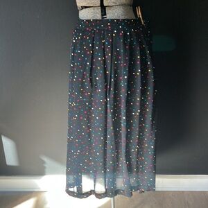 Vintage 1980s-90s Josephine Woman Sheer Polka Dot Black Plus Size Skirt 16W